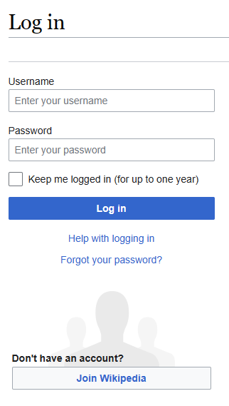 wikipedia login page